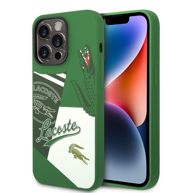 Lacoste HC Liquid Silicone & Microfiber Patchwork B Case For iPhone 14 Pro - Green [ LCHCP14LSPABN ] - SW1hZ2U6MTM5MjM2MQ==