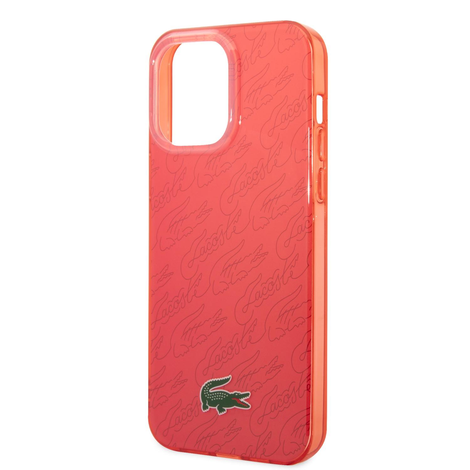 كفر حماية ايفون 14 برو ماكس أحمر لاكوست Lacoste HC IML Double Layer & Dyed Bumper Signature Pattern Case For iPhone 14 Pro Max Red