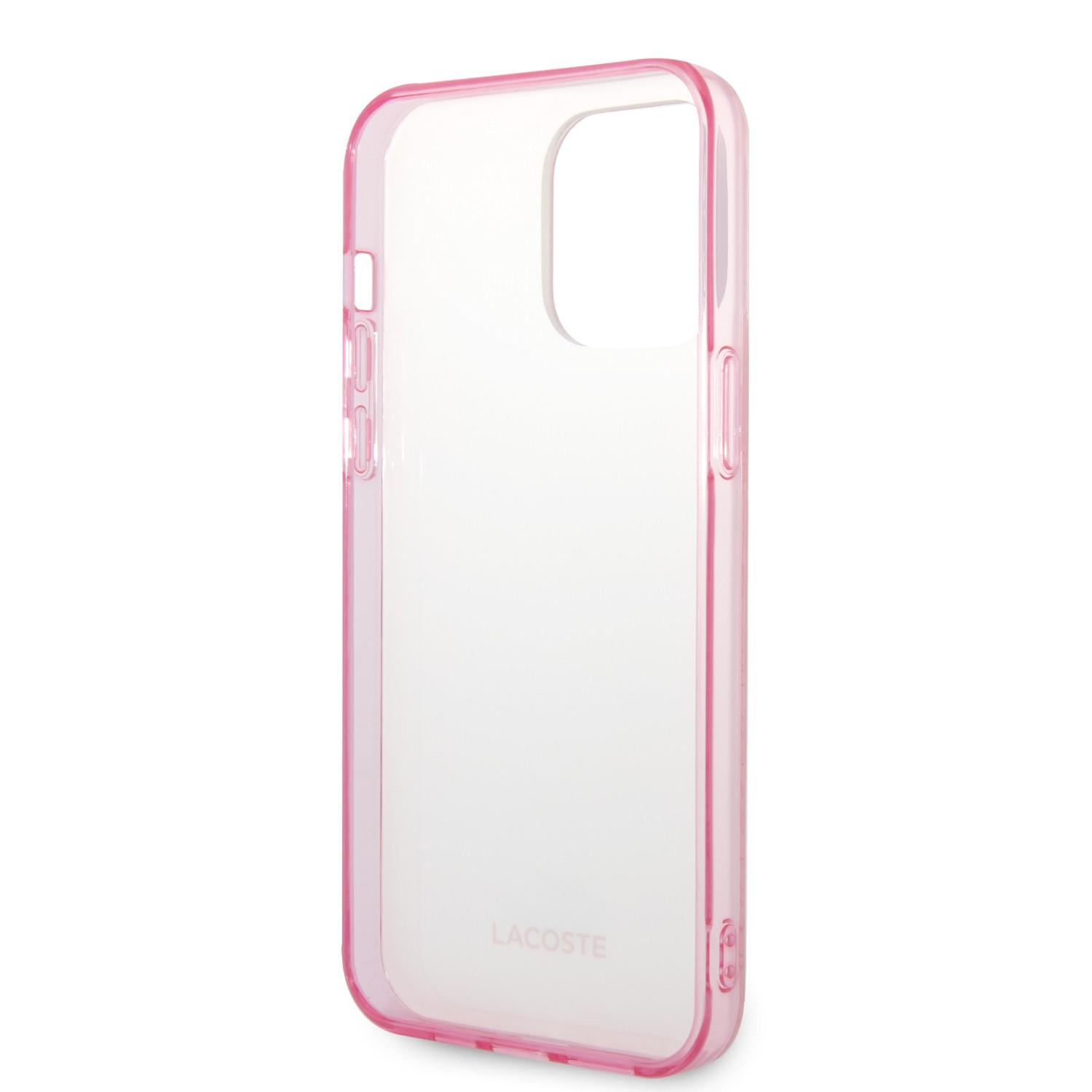 كفر حماية ايفون 14 برو ماكس زهر لاكوست Lacoste HC IML Double Layer & Dyed Bumper Signature Pattern Case For iPhone 14 Pro Max Pink