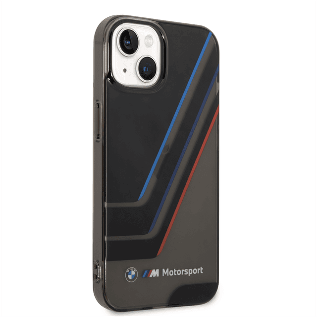 BMW Motorsport Collection PC/TPU IML Printed Tricolor Stripes, Translucent Zones & Printed Logo For iPhone 14 Plus - Black [ BMHCP14M22HDTK ] - SW1hZ2U6MTM2NjY0MQ==