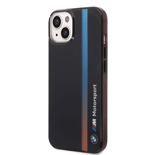 BMW Motorsport Collection PC/TPU IML Case With Printed Tricolor Fading Stripe For iPhone 14 Plus - Black [ BMHCP14M22HVGV ] - SW1hZ2U6MTM2NjY1OA==