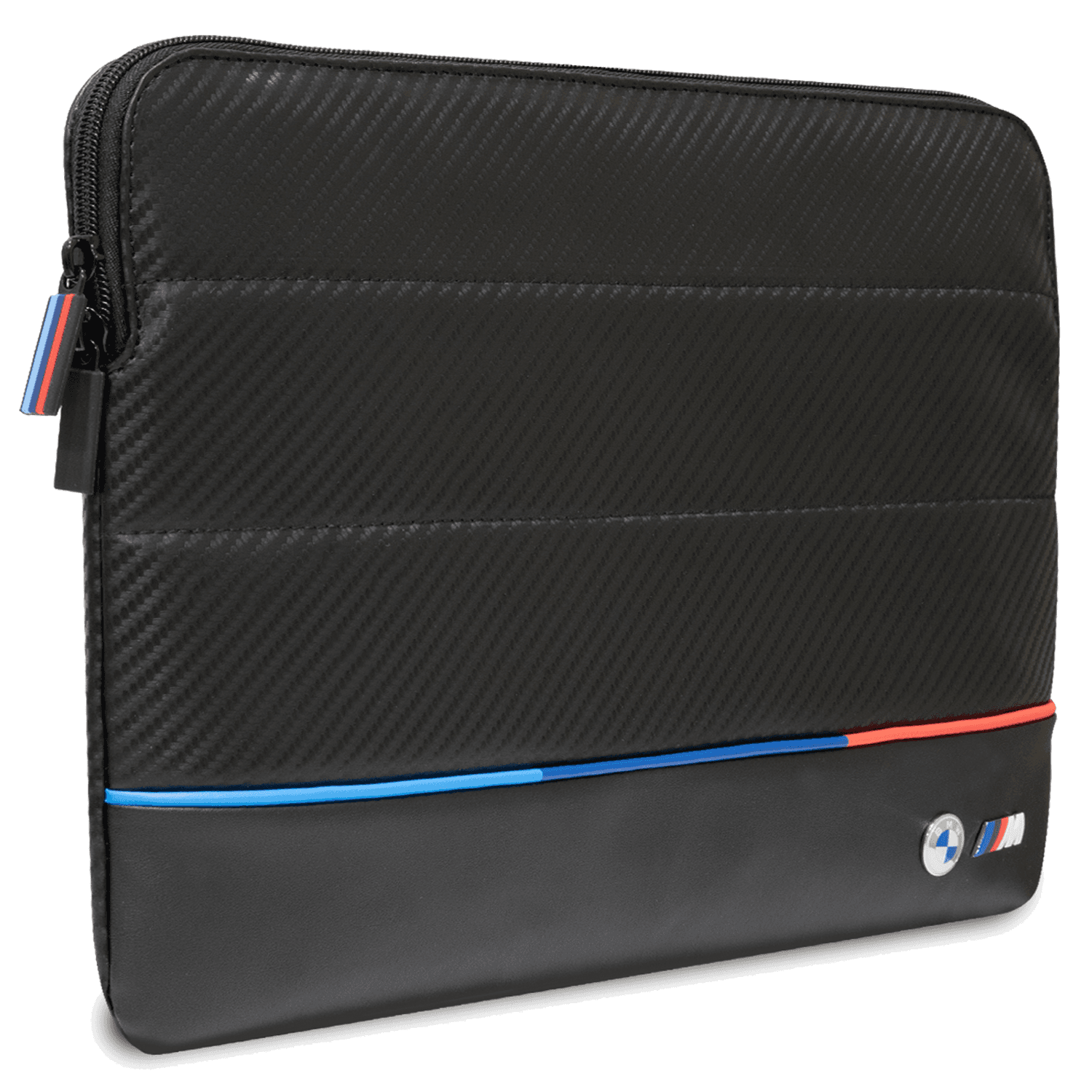 BMW Carbon PU 15" Sleeve With Contrasted Tricolor Line - Black [ BMCS14PUCARTCBK ]