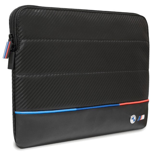 BMW Carbon PU 15" Sleeve With Contrasted Tricolor Line - Black [ BMCS14PUCARTCBK ] - SW1hZ2U6MTM2Njc4OA==