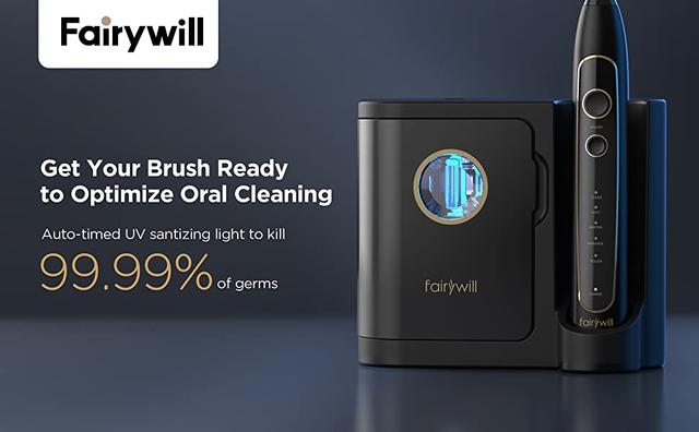 فرشاة اسنان كهربائية فيري ويل مع جهاز تعقيم رؤوس الفرشاة Fairywill Travel Kit 2056 Electric Toothbrush with Sanitizing Case - SW1hZ2U6MTM1OTM2NQ==