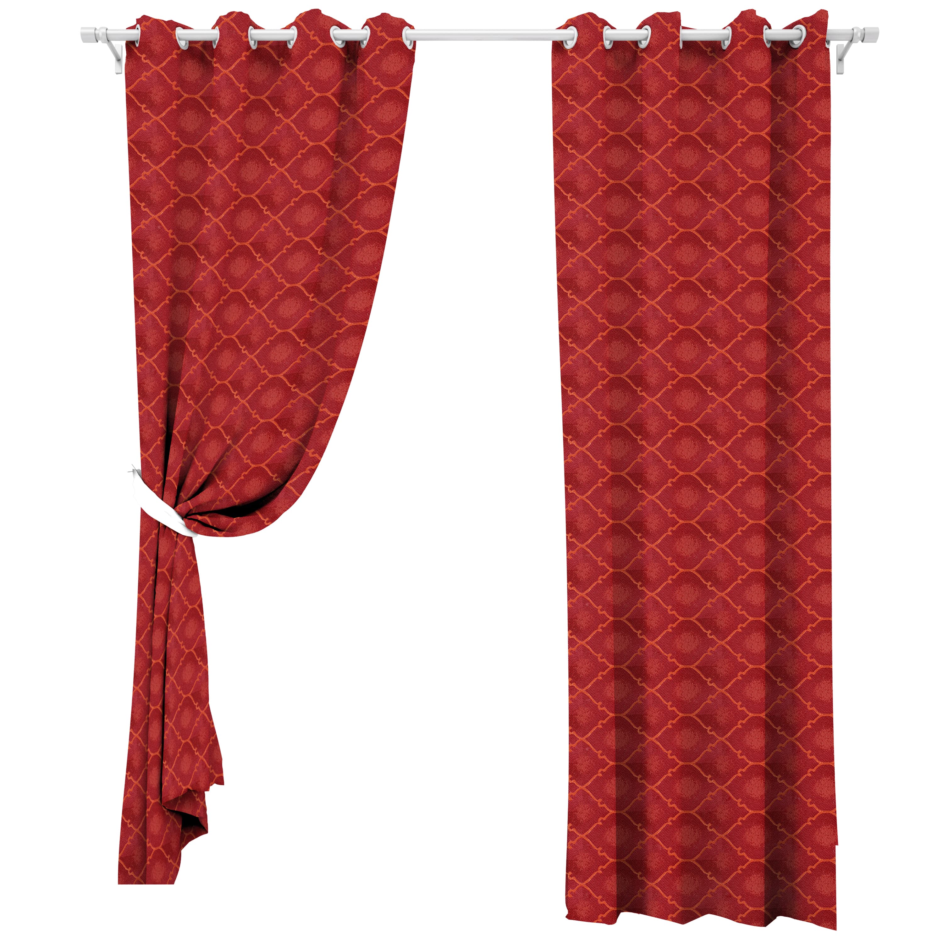 ستائر قماش 135×230 سم أحمر منقوش باري لايف Parry Life Fully Lined Eyelet Window Curtain