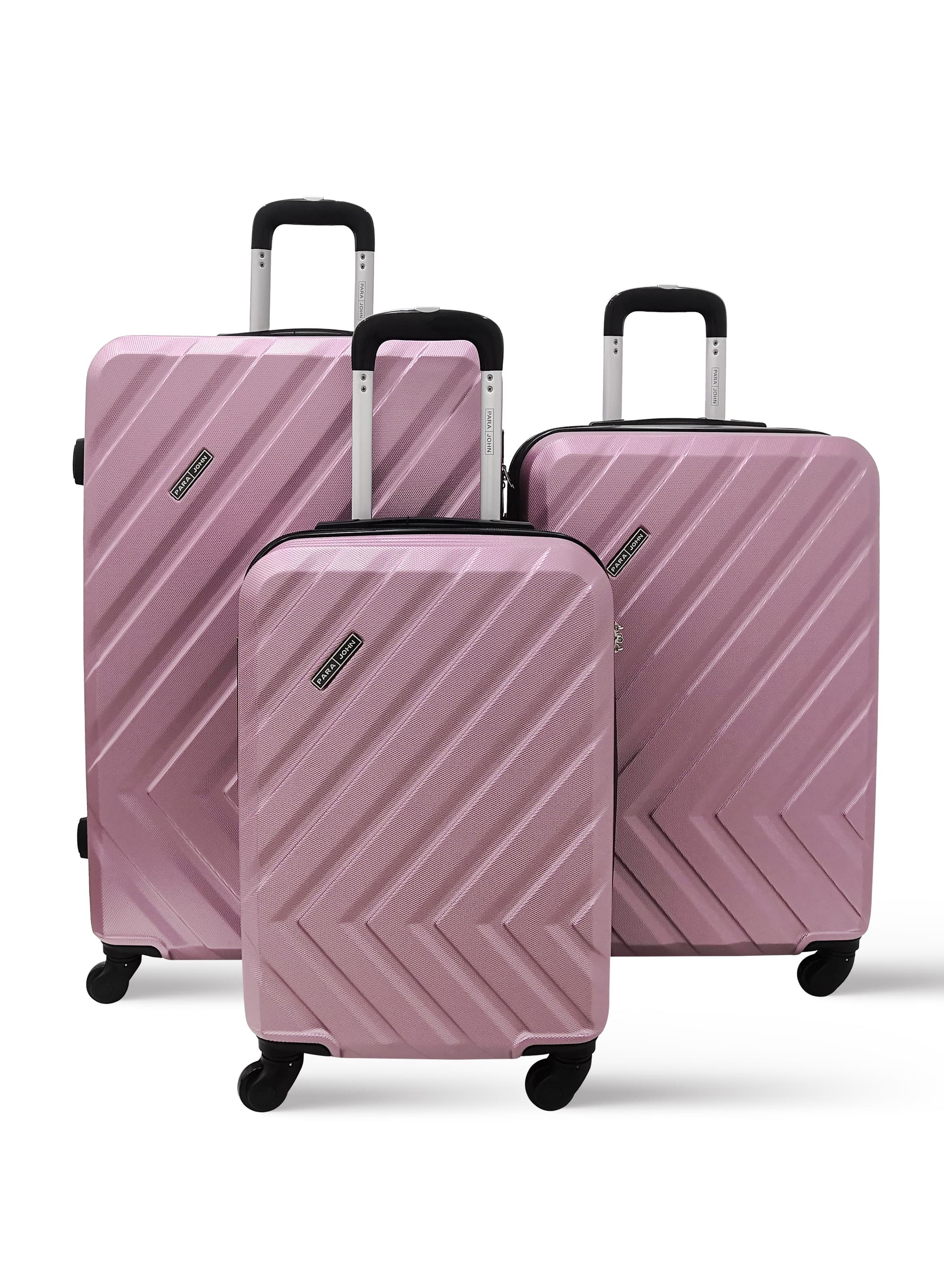 Para John 3-Piece Hard Side Abs Luggage Trolley Set 20/24/28 Inch Pink