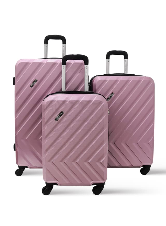 Para John 3-Piece Hard Side Abs Luggage Trolley Set 20/24/28 Inch Pink - 689891