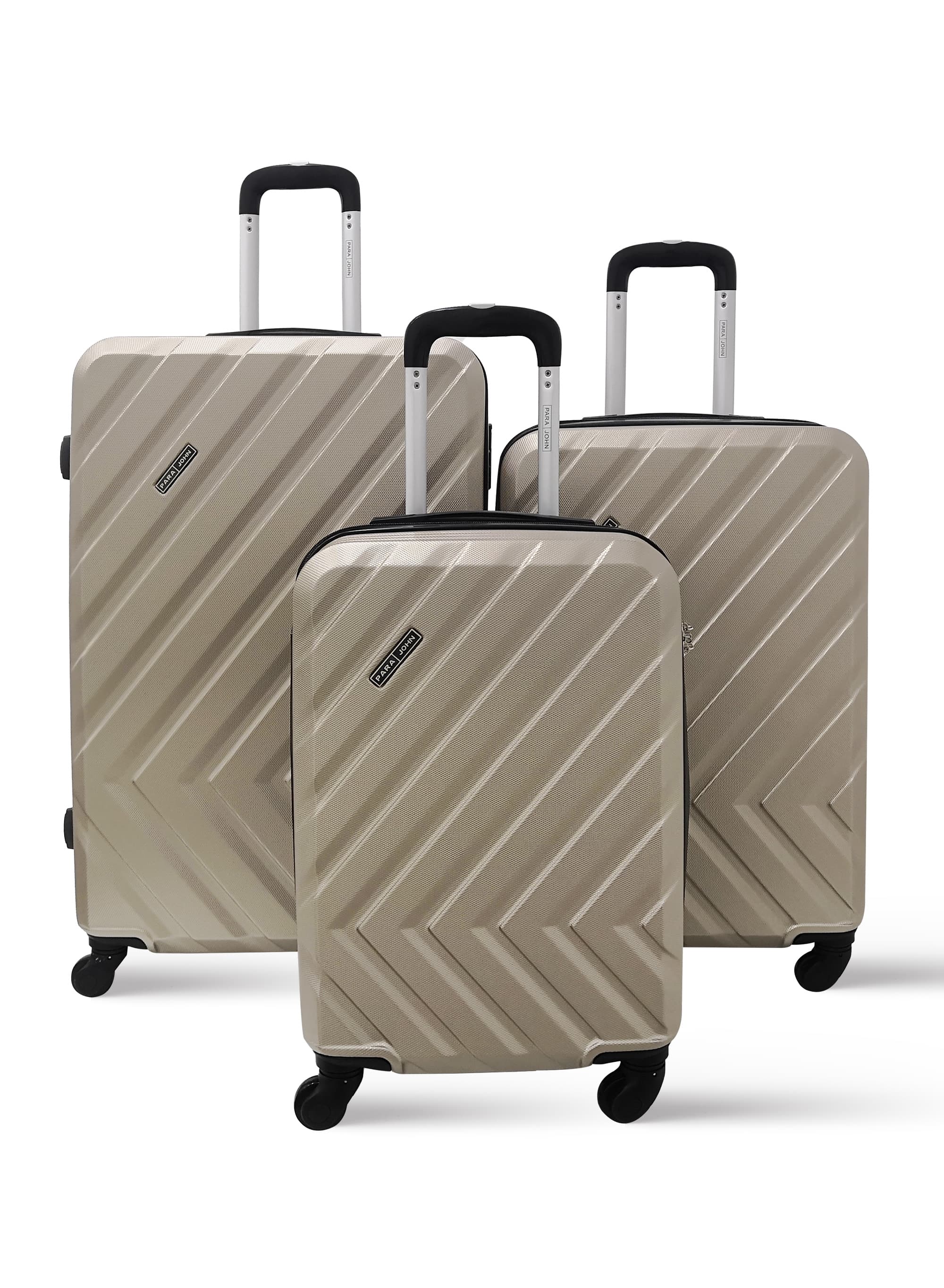 Para John 3-Piece Hard Side Abs Luggage Trolley Set 20/24/28 Inch Gold