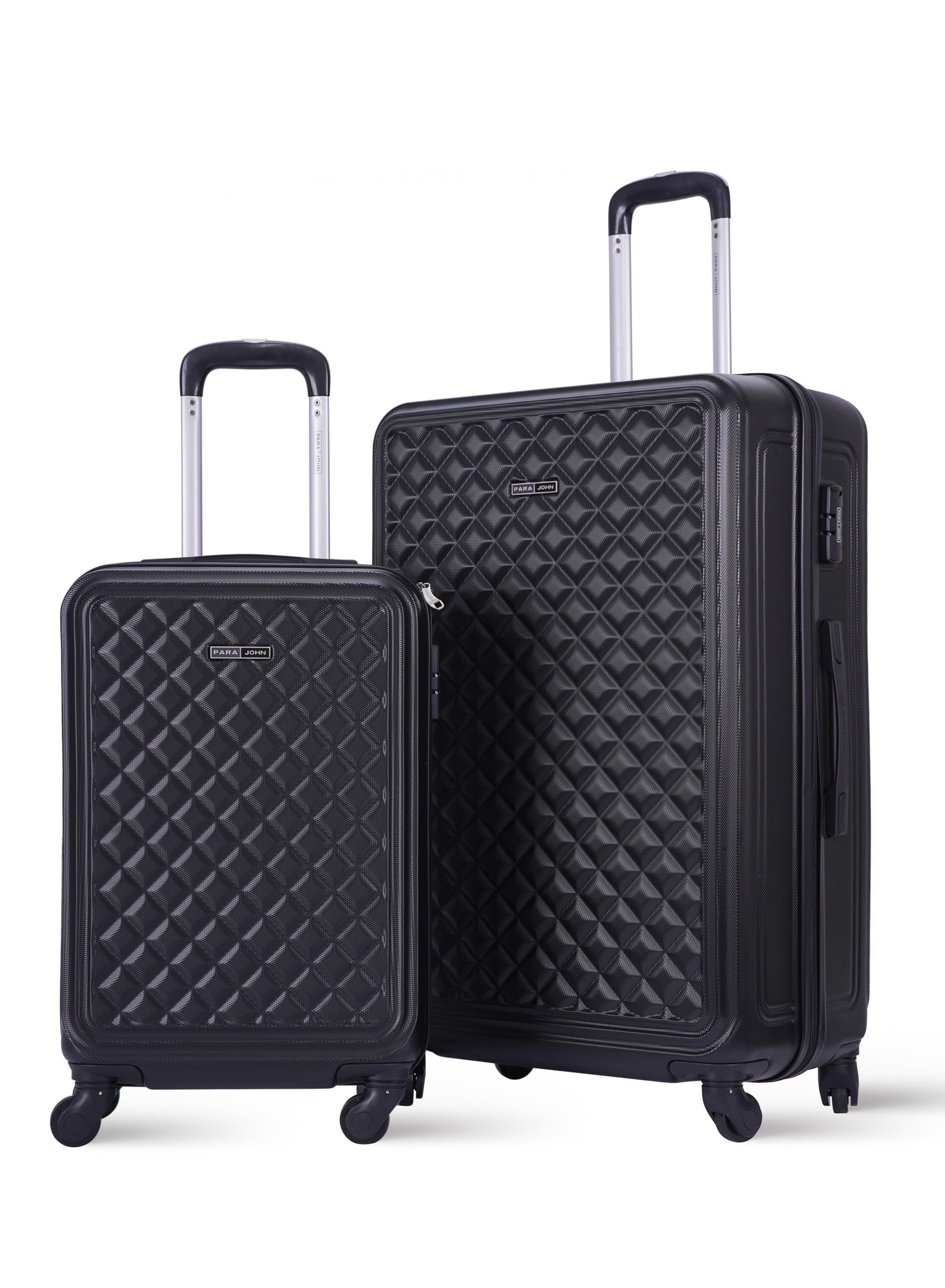 Para John 2-Pieces Hardsidetravel Trolley Luggage Set Black 20/28