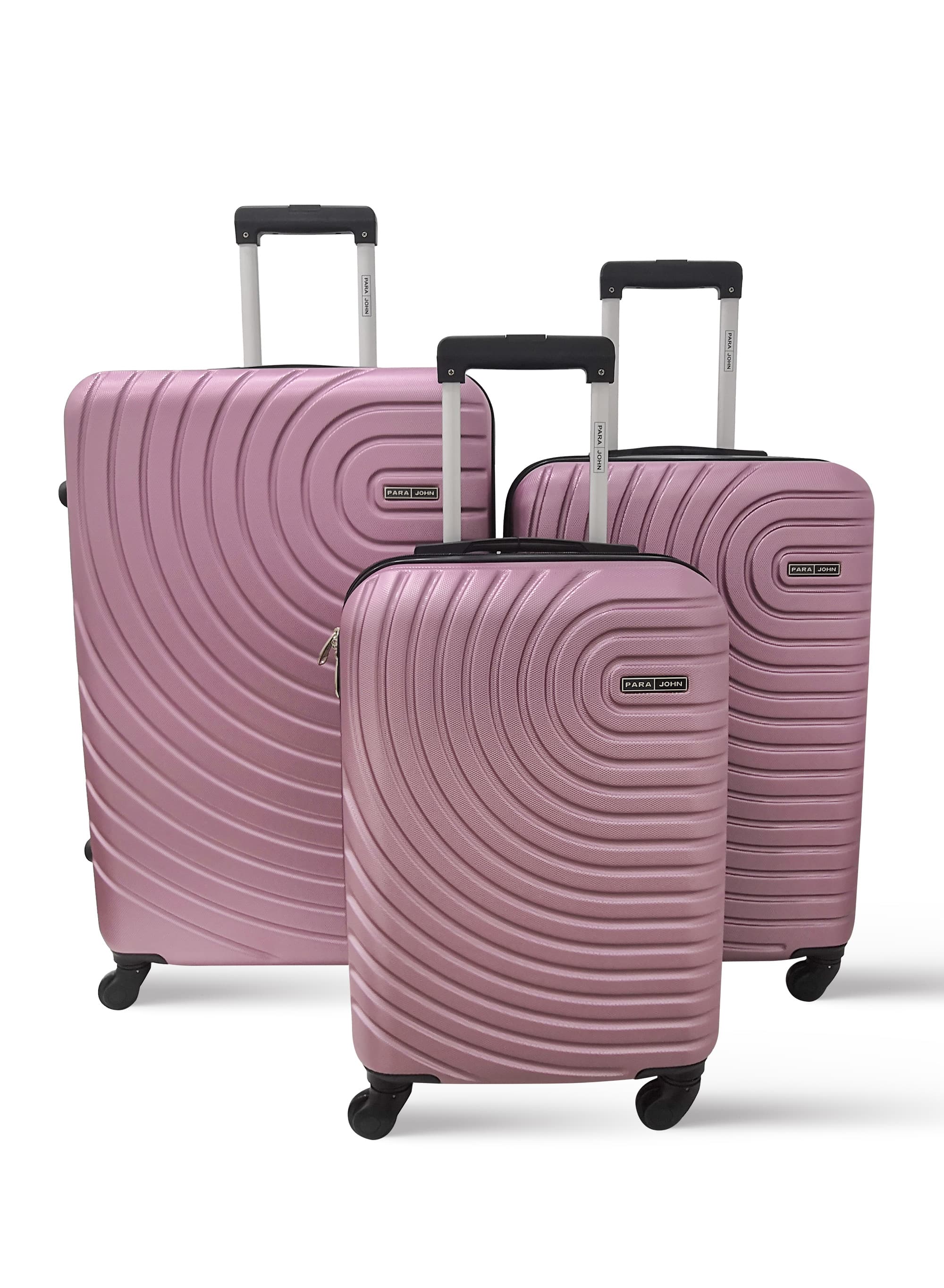 Para John 3-Piece Hard Side Abs Luggage Trolley Set 20/24/28 Inch Pink