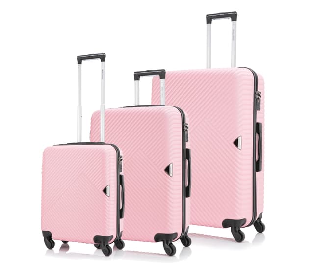 طقم شنط سفر 20/24/28 صلبة بارا جوهن 3 قطع وردي PARA JOHN Trolley Luggage Set - 689889