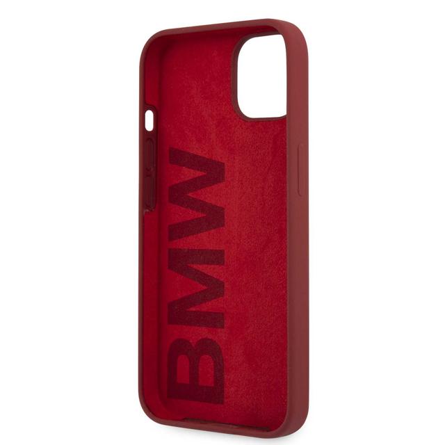 BMW Liquid Silicone Case Tone On Tone Metal Logo For iPhone 13 (6.1") - Red [ BMHCP13MSLBLRE ] - SW1hZ2U6MTM2NDU0NA==