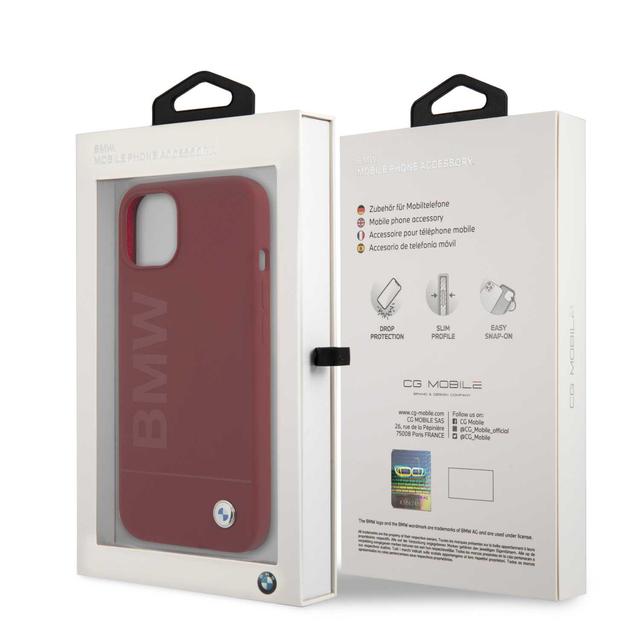 BMW Liquid Silicone Case Tone On Tone Metal Logo For iPhone 13 (6.1") - Red [ BMHCP13MSLBLRE ] - SW1hZ2U6MTM2NDU0Ng==