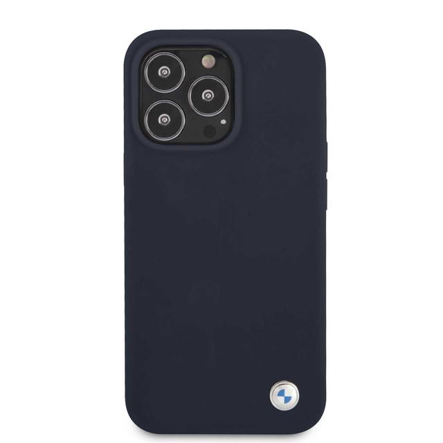 BMW Liquid Silicone Hard Case Metal Logo For iPhone 13 Pro max (6.7") - Blue [ BMHCP13XSILNA ] - SW1hZ2U6MTM2NTEyOQ==