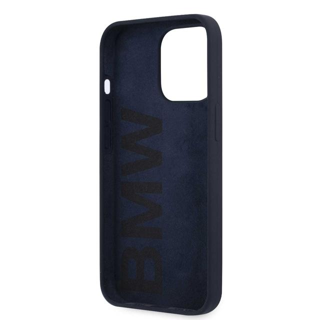 BMW Liquid Silicone Hard Case Metal Logo For iPhone 13 Pro max (6.7") - Blue [ BMHCP13XSILNA ] - SW1hZ2U6MTM2NTEzNw==