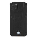 BMW Real Leather Hard Case Seat Pattern Tone On Tone Perforations Debossed Lines For iPhone 13 (6.1") - Black [ BMHCP13MRPSLK ] - SW1hZ2U6MTM2NDQwOQ==