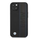 BMW Real Leather Hard Case Debossed Wordmark Blue Outlines For iPhone 13 (6.1") - Black [ BMHCP13MRWBOK ] - SW1hZ2U6MTM2NDQ5Ng==