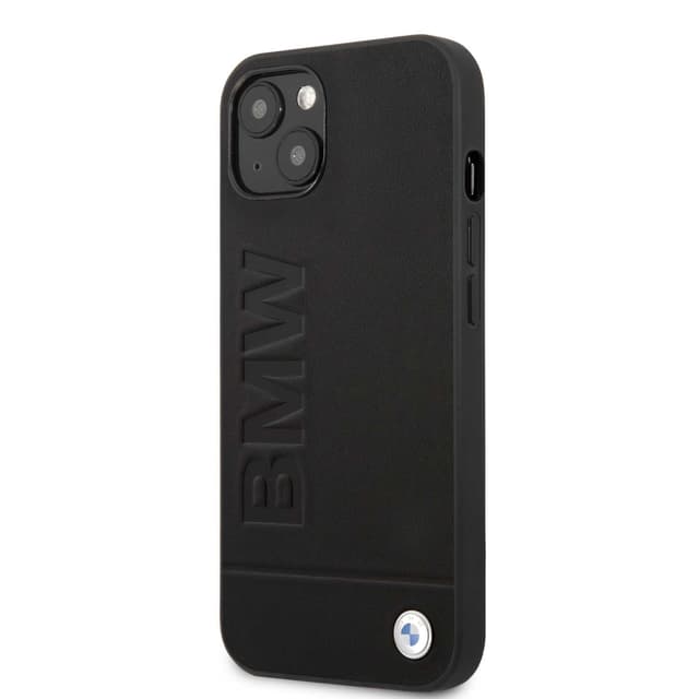 BMW Real Leather Hard Case Hot Stamp And Metal Logo For iPhone 13 (6.1") - Black [ BMHCP13MSLLBK ] - SW1hZ2U6MTM2NDU1MQ==