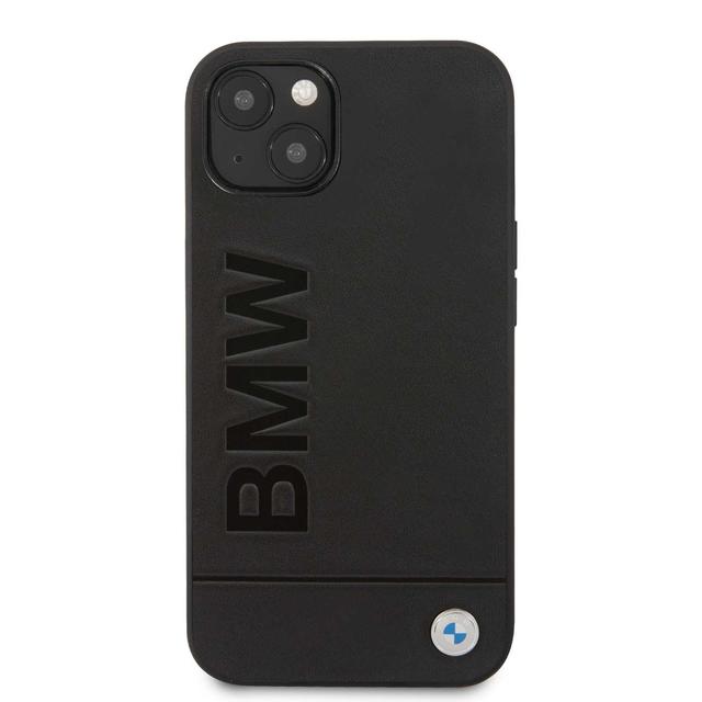 BMW Real Leather Hard Case Hot Stamp And Metal Logo For iPhone 13 (6.1") - Black [ BMHCP13MSLLBK ] - SW1hZ2U6MTM2NDU1Mw==