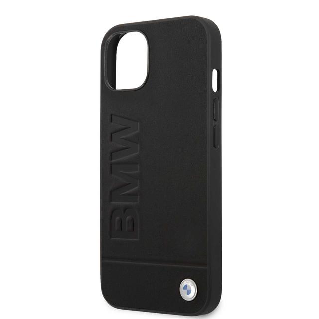 BMW Real Leather Hard Case Hot Stamp And Metal Logo For iPhone 13 (6.1") - Black [ BMHCP13MSLLBK ] - SW1hZ2U6MTM2NDU2Mw==