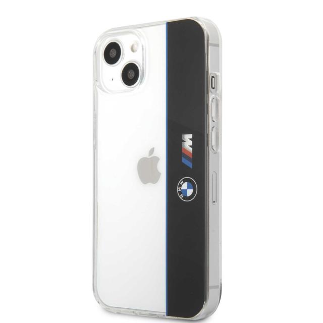 BMW M Collection PC/TPU Hard Case Vertical Blue Line & Black Stripe For iPhone 13 (61") - Transparent [ BMHCP13MMHTLK ] - SW1hZ2U6MTM2NDY3MQ==