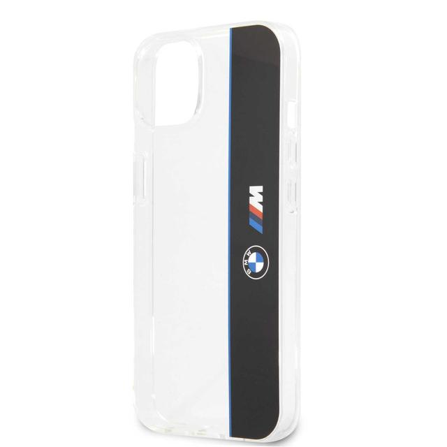 BMW M Collection PC/TPU Hard Case Vertical Blue Line & Black Stripe For iPhone 13 (61") - Transparent [ BMHCP13MMHTLK ] - SW1hZ2U6MTM2NDY3OQ==