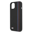 BMW M Collection Liquid Silicone Hard Case Tricolor Vertical Lines Metal Logo For iPhone 13 (6.1") - Black [ BMHCP13MSIVTBK ] - SW1hZ2U6MTM2NDUyNQ==