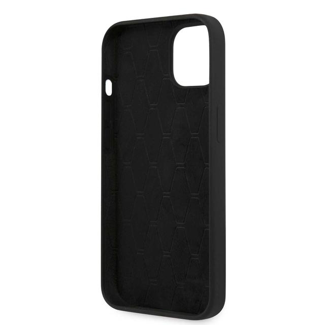 BMW M Collection Liquid Silicone Hard Case Tricolor Vertical Lines Metal Logo For iPhone 13 (6.1") - Black [ BMHCP13MSIVTBK ] - SW1hZ2U6MTM2NDUyNw==