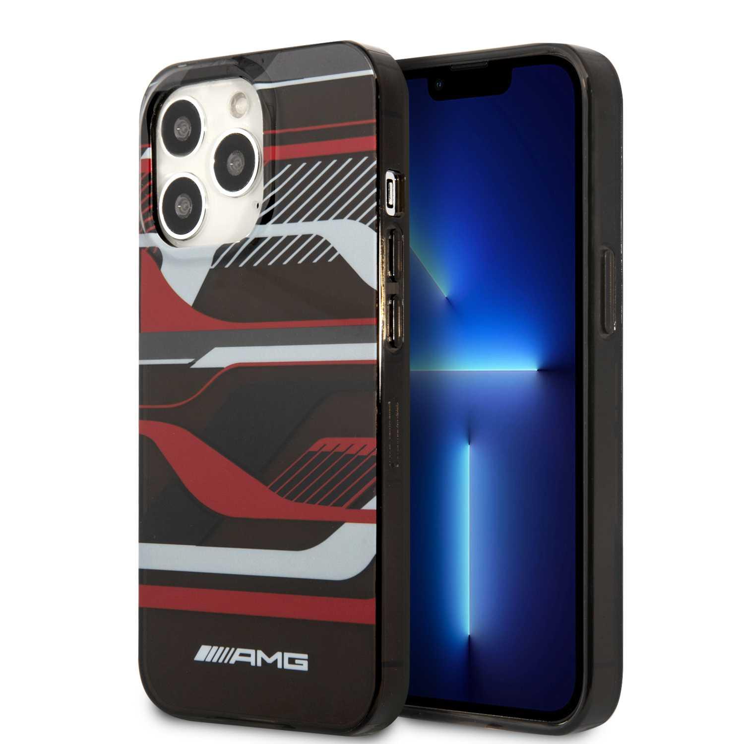 كفر ايفون 13 برو بلاستيك مرسيدس اي ام جي أسود وأحمر  AMG PC/TPU Hard Case for iPhone 13 Pro