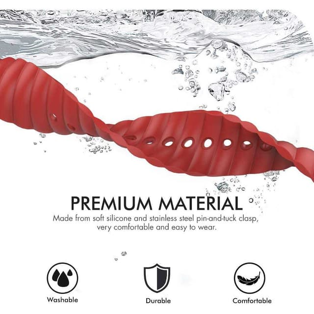 AhaStyle Rugged Design Premium Silicone Apple Watch Band 44mm - Dark Red [ WA02_44RD ]