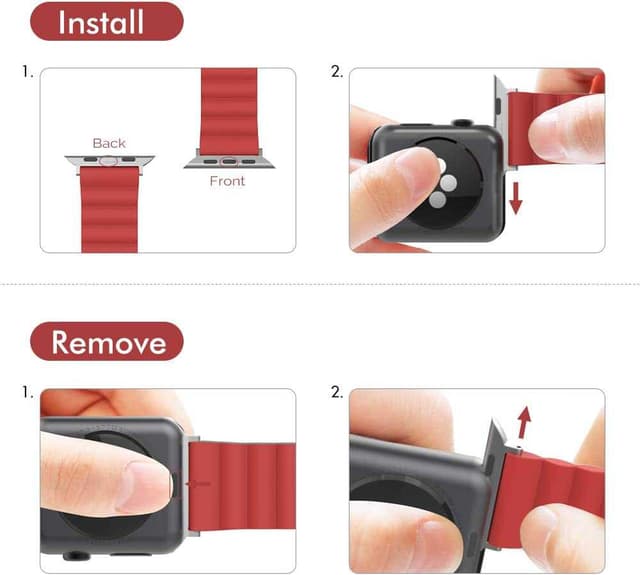 AhaStyle Rugged Design Premium Silicone Apple Watch Band 44mm - Dark Red [ WA02_44RD ]