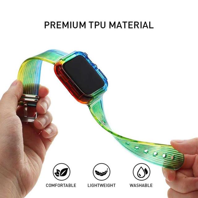 سوار ساعة ابل 42-44 مم سيليكون اهاستايل قوس قزح Ahastyle Rainbow TPU Watchband for Apple Watch - SW1hZ2U6MTM2MjQ3NA==