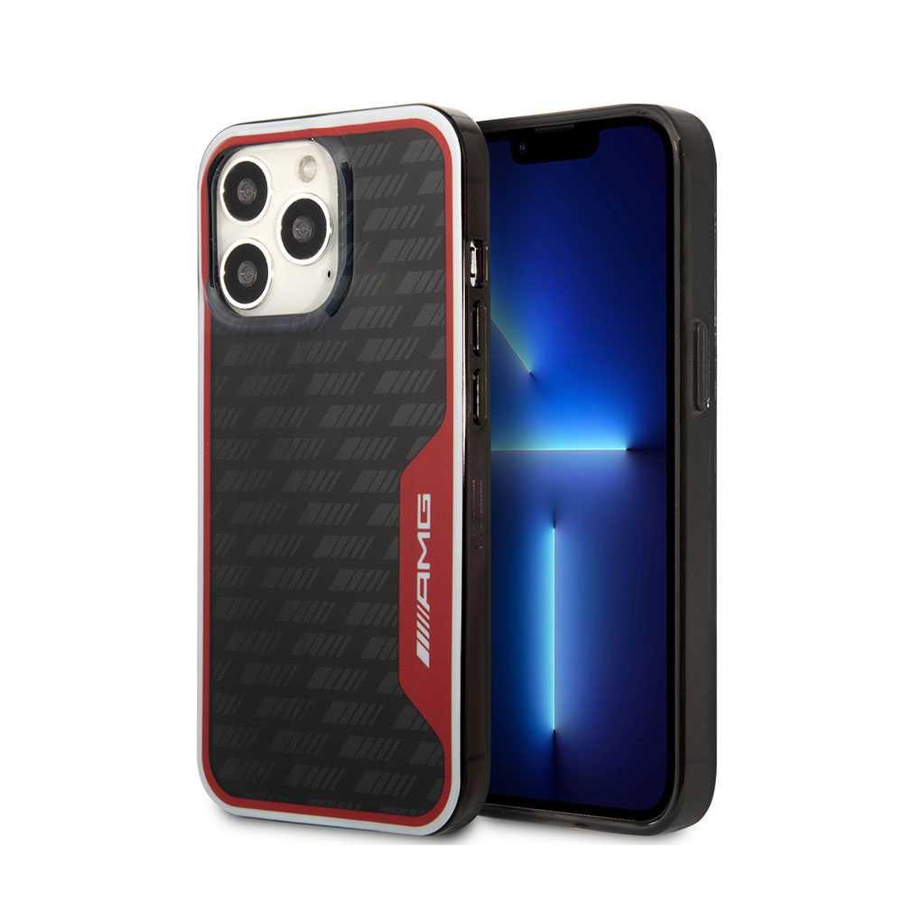 AMG Double Layer Carbon Pattern I Transparent Hard Case for iPhone 13 Pro (6.1") - Red [ AMHCP13L2DOPK ]