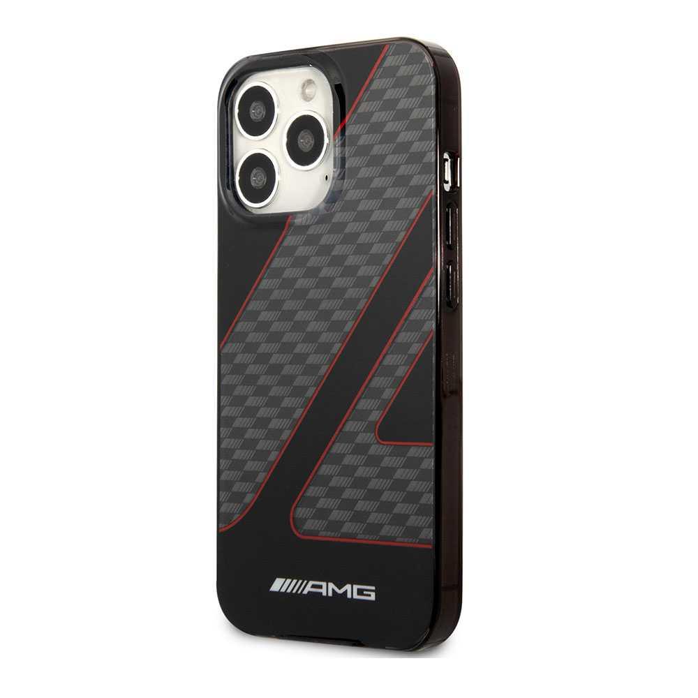 AMG Double Layer Checkered Flag Pattern Transparent Hard Case for iPhone 13 Pro (6.1") - Red [ AMHCP13L2DCFR ]