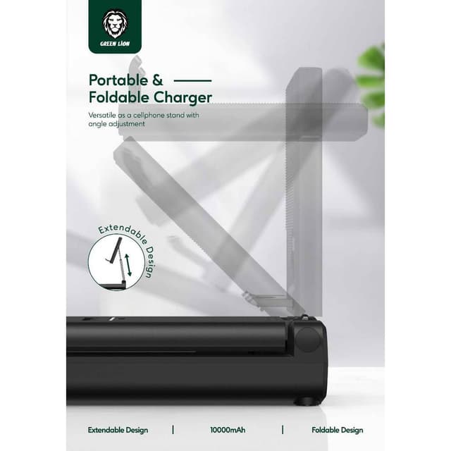 باور بانك شاحن متنقل جرين 10000 مللي أمبير مع ستاند جوال مدمج Green Lion Power Bank and Foldable Mobile Stand