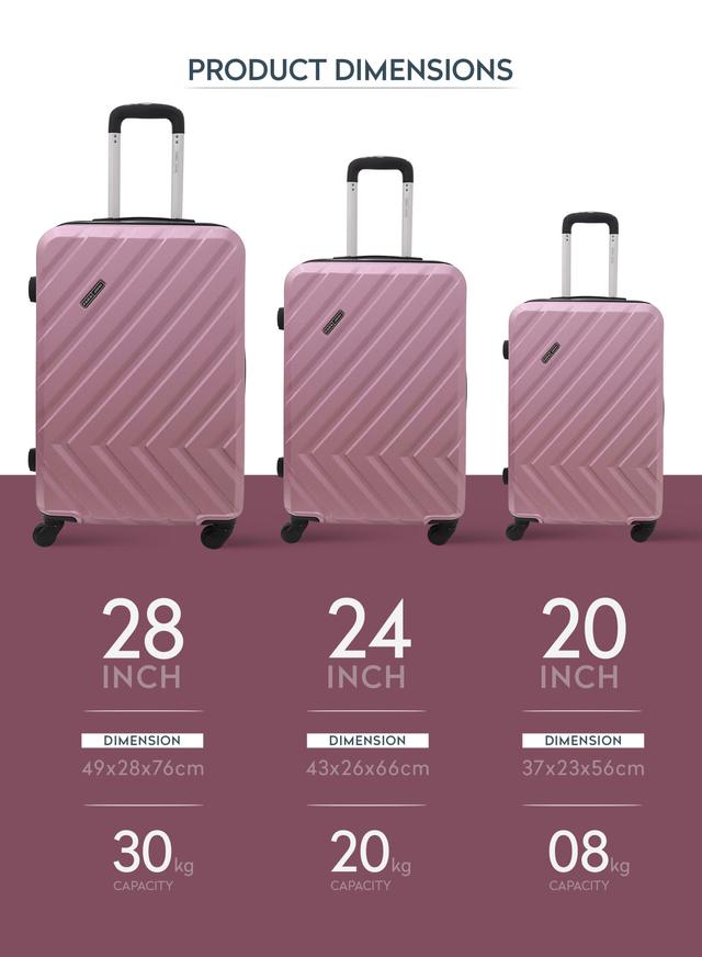 Para John 3-Piece Hard Side Abs Luggage Trolley Set 20/24/28 Inch Pink - SW1hZ2U6MTQwMjgyNQ==