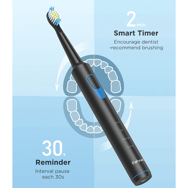 فرشاة اسنان كهربائية مقاومة للماء فيري ويل 6 رؤوس Fairywill E6 Sonic Electric Toothbrush - SW1hZ2U6MTM1ODUwMw==