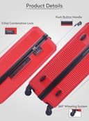 Para John 2-Pieces Hardside Travel Trolley Luggage Set Beige 20/28