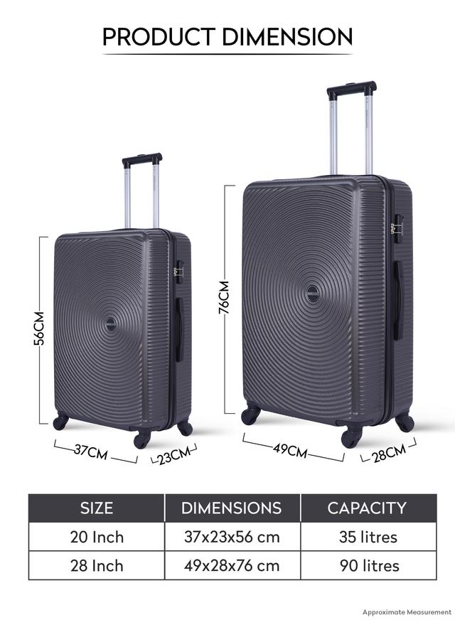 Para John 2-Pieces Hardside Travel Trolley Luggage Set Grey 20/28 - SW1hZ2U6MTQwMTM0OA==