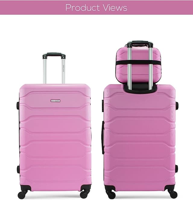 Parajohn 5-Pieces Hardside Travel Trolley Luggage Bag Set 12/14/20/24/28 Pink