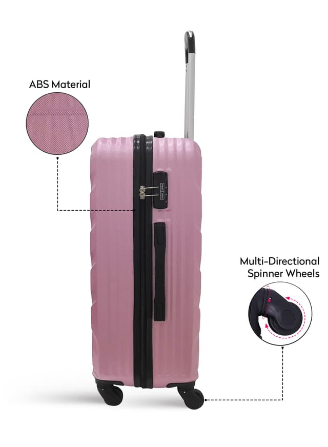 Para John 3-Piece Hard Side Abs Luggage Trolley Set 20/24/28 Inch Pink - 284579