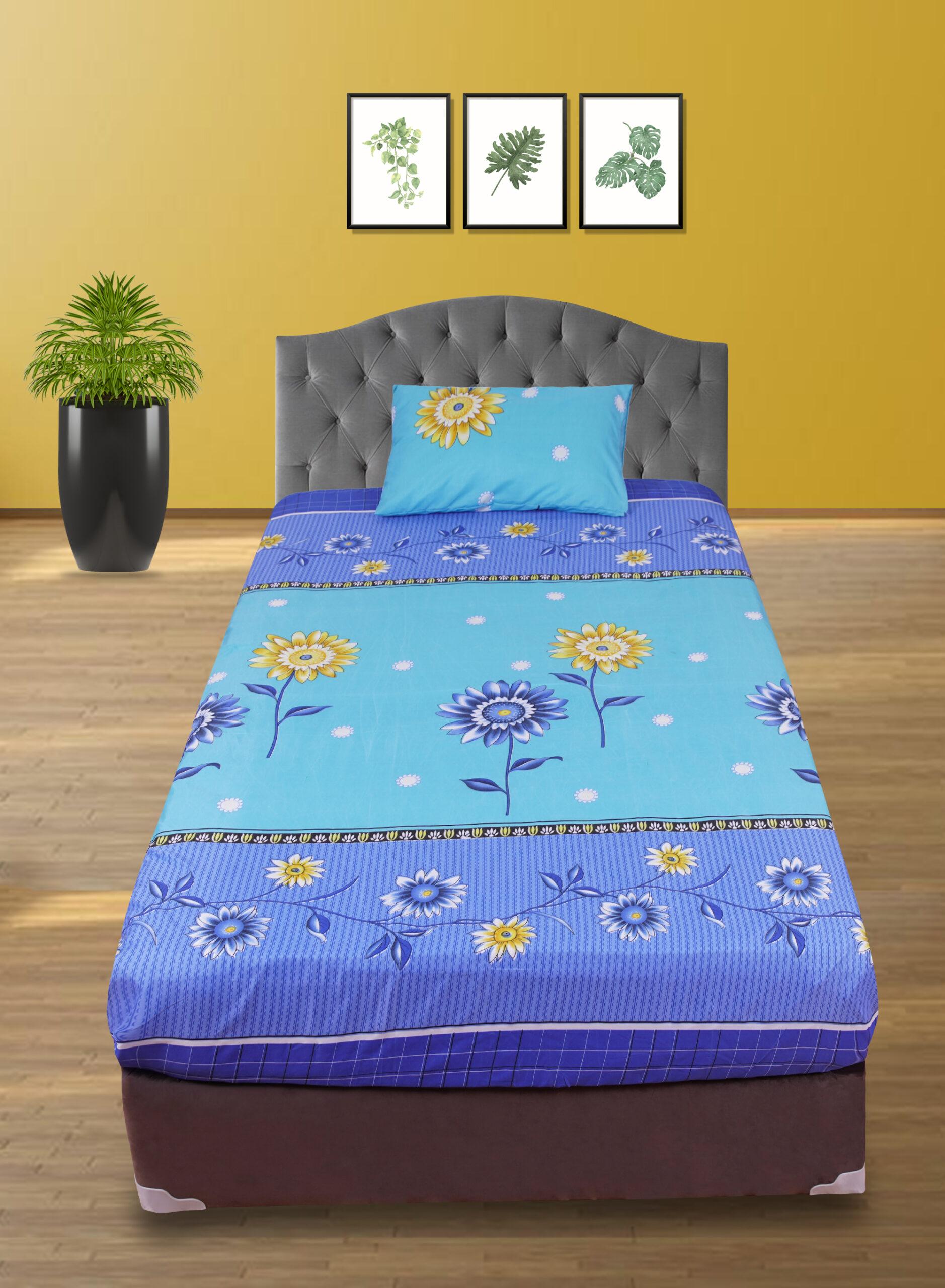 Eximo Flat Bedsheet - Micro Polyester Fiber Soft And Comfortable Sheet - Machine Washable Breathable Fabric- Elastic Corners - Easy Care Polyester Fabric - Wrinkle And Fade Resistant - (130x225 Cm)