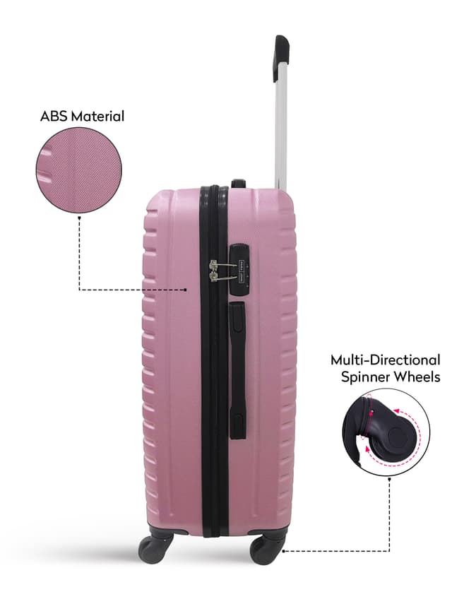 Para John 3-Piece Hard Side Abs Luggage Trolley Set 20/24/28 Inch Pink - 284587