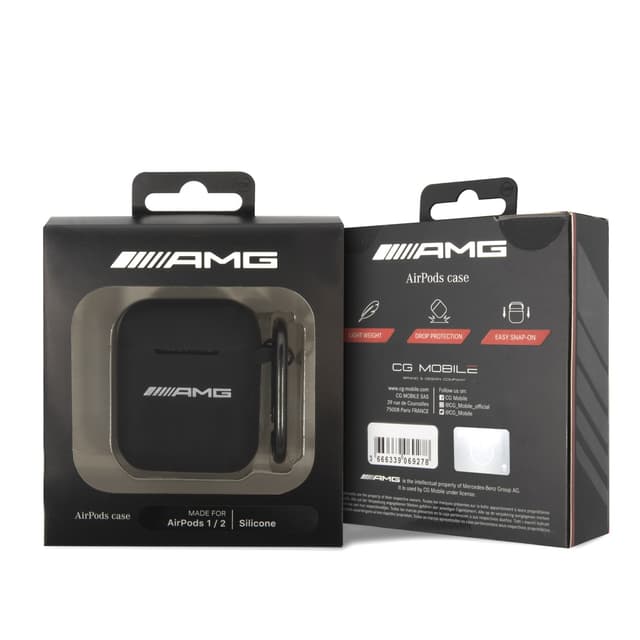 جراب سماعات ابل ايربودز 1/2 سيليكون مرسيدس اي ام جي أسود AMG Liquid Silicone Case For Airpods 1/2