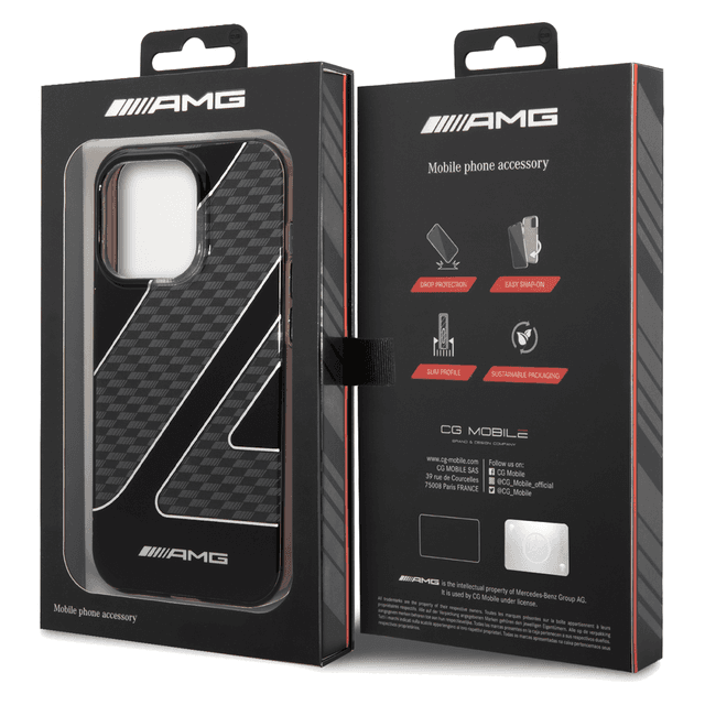 كفر ايفون 14 برو كريستال مرسيدس اي ام جي أسود ورمادي AMG Double Layer Case For iPhone 14 Pro - 273756