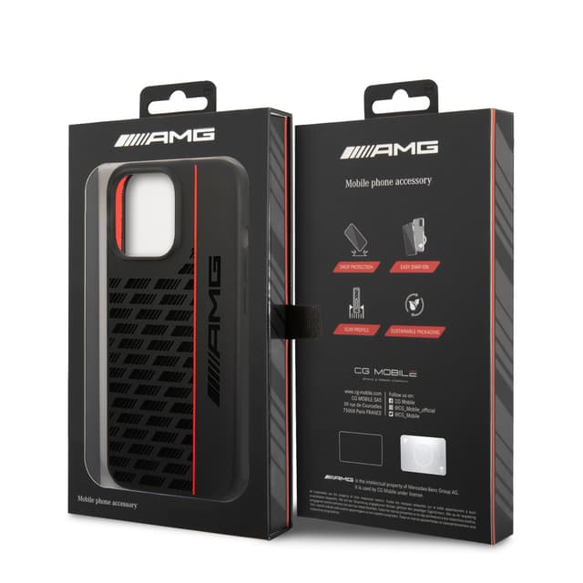 كفر ايفون 14 برو max سيليكون مرسيدس اي ام جي أسود وأحمر AMG Liquid Silicone Case For iPhone 14 Pro Max - 273773