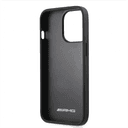 AMG Genuine Leather Case With Perforated Black Leather Debossed Lines Hot Stamped White Logo For iPhone 14 Pro Max - Black [ AMHCP14XGSEBK ] - 273838