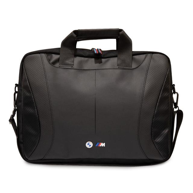 BMW PU Leather 15" Computer Bag With Carbon Edges And Perforated Stripes - Black [ BMCB15SPCTFK ] - SW1hZ2U6MTM2NjgxMA==