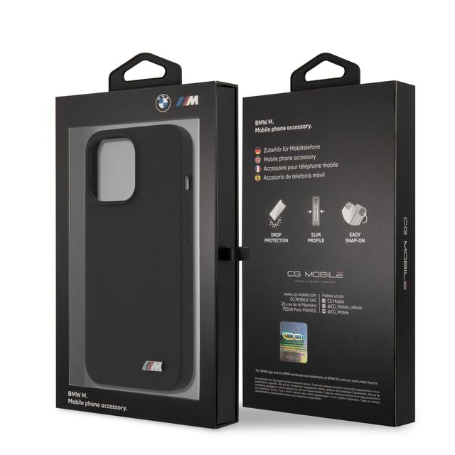 كفر جوال أيفون 13 برو سيليكون أسود بي ام دبليو BMW Liquid Silicone Hard Metal Logo For iPhone 13 Pro