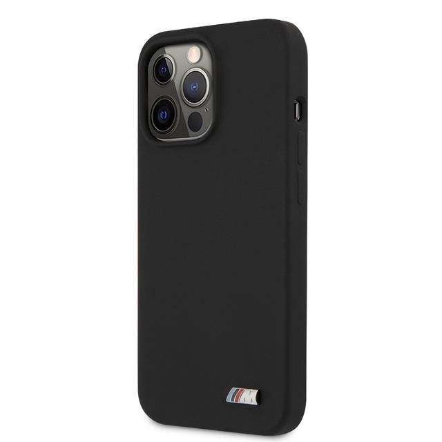كفر جوال أيفون 13 برو سيليكون أسود بي ام دبليو BMW Liquid Silicone Hard Metal Logo For iPhone 13 Pro